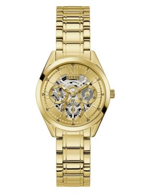 Multicolor Guess Gold-Tone Multifunction Women's Watches | 0798-CDVYX