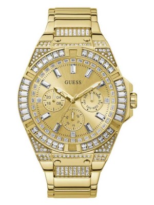 Multicolor Guess Gold-Tone Multifunction Men's Watches | 0135-YELFB