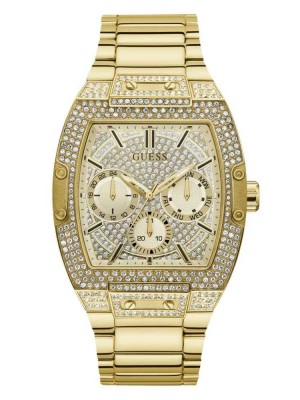 Multicolor Guess Gold-Tone Multifunction Men's Watches | 8370-MEXTF