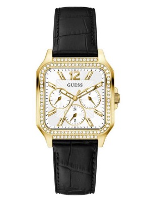 Multicolor Guess Gold-Tone Square Multifunction Women's Watches | 8560-ZDFNE