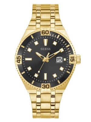 Multicolor Guess Gold-Tone and Black Analog Men's Watches | 0571-GRMHV