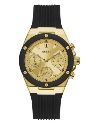Multicolor Guess Gold-Tone and Black Multifunction Women's Watches | 4013-VPMWD