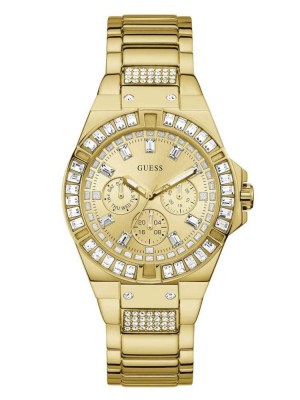 Multicolor Guess Gold-Tone and Crystal Multifunction Women's Watches | 2980-GZTCV