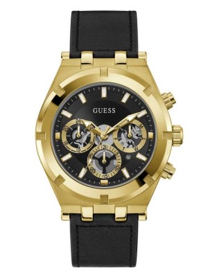 Multicolor Guess Gold-Tone and Leather Multifunction Men's Watches | 4065-CEING
