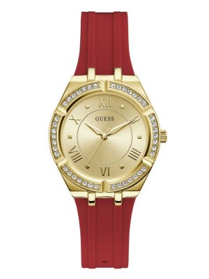 Multicolor Guess Gold-Tone and Red Analog Women's Watches | 2053-APXEJ