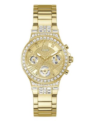 Multicolor Guess Gold-Tone and Rhinestone Multifunction Women's Watches | 6495-VFZGC