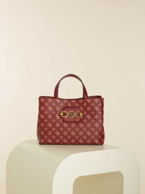 Multicolor Guess Hensely Logo Girlfriend Women's Satchels | 0153-ZRAUD