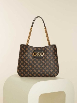Multicolor Guess Hensely Logo Girlfriend Women's Totes | 2607-DIFYR