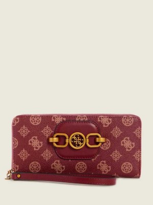 Multicolor Guess Hensely Logo Large Zip-Around Women's Wallets | 4726-UHOXY