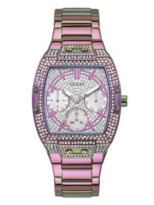 Multicolor Guess Iridescent Rhinestone Multifunction Women's Watches | 4239-PQFIA