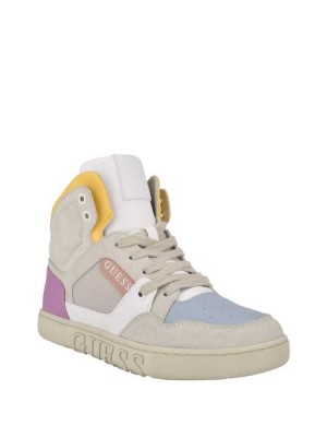 Multicolor Guess Justis Faux-Suede High-Top Women's Sneakers | 3860-XLSPZ