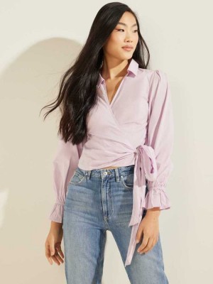 Multicolor Guess Meghan Wrap Top Women's Tops | 1579-RUKIY
