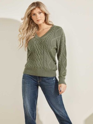 Multicolor Guess Noemi Cable Knit Women's Sweaters | 7481-CPXHZ