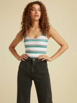 Multicolor Guess Originals Striped Women's Bodysuit | 4057-REOQZ