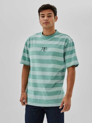 Multicolor Guess Originals x Anna Nicole Smith Stripe Men's T-Shirts | 7138-HTPBX