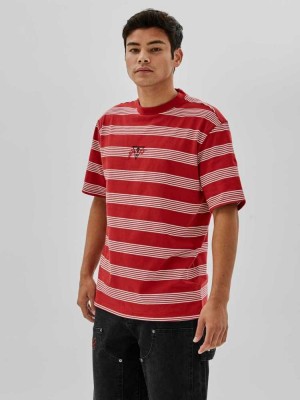 Multicolor Guess Originals x Anna Nicole Smith Stripe Men's T-Shirts | 9286-CRSQW