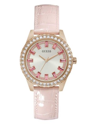 Multicolor Guess Pink Rhinestone Analog Women's Watches | 1846-UXJFQ