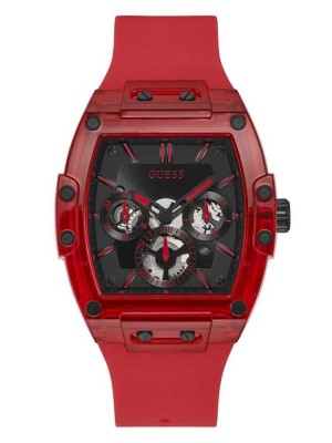 Multicolor Guess Red Plastic and Silicone Multifunction Men's Watches | 5461-EKTBP
