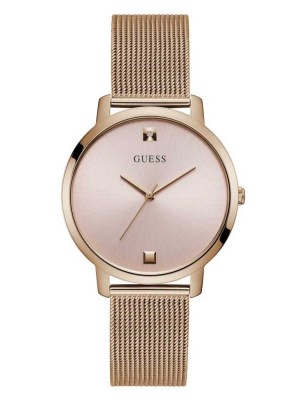 Multicolor Guess Rose Gold-Tone And White Diamond Analog Women's Watches | 7196-UIZEX