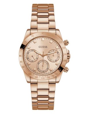 Multicolor Guess Rose Gold-Tone Multifunction Women's Watches | 8071-LVWHB
