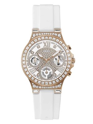 Multicolor Guess Rose Gold-Tone Rhinestone Multifunction Women's Watches | 2890-COBTZ
