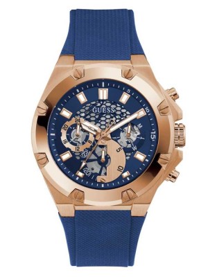 Multicolor Guess Rose Gold-Tone and Black Multifunction Men's Watches | 6514-HDYVL