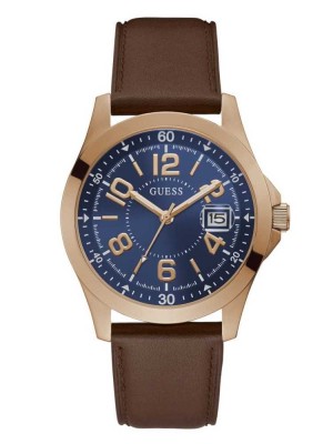 Multicolor Guess Rose Gold-Tone and Blue Analog Men's Watches | 3852-FCPWA