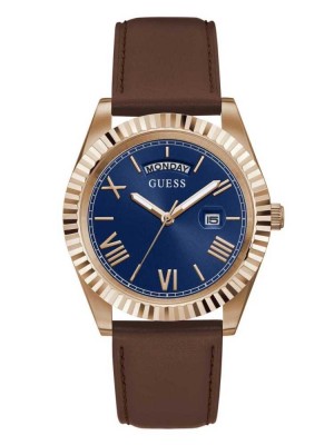 Multicolor Guess Rose Gold-Tone and Blue Analog Men's Watches | 2759-RQYFM