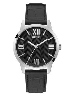 Multicolor Guess Silver-Tone Croc Strap Analog Men's Watches | 0652-UCWHJ