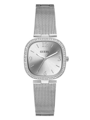 Multicolor Guess Silver-Tone Mesh Analog Women's Watches | 9630-GKJZB
