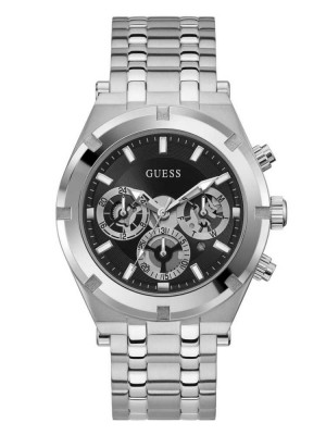 Multicolor Guess Silver-Tone Multifunction Men's Watches | 3271-ZILTD