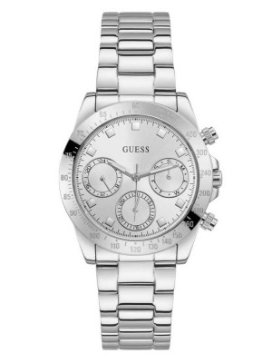 Multicolor Guess Silver-Tone Multifunction Women's Watches | 2978-MRXAQ