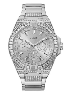 Multicolor Guess Silver-Tone Multifunction Men's Watches | 3018-FGNBP