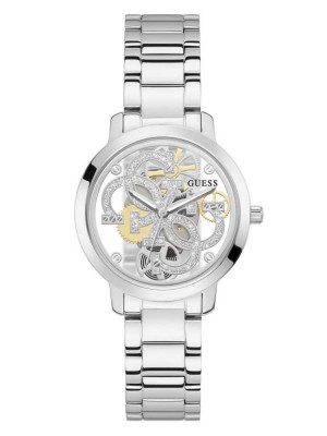 Multicolor Guess Silver-Tone Quattro G Clear Analog Women's Watches | 1542-GTKJC