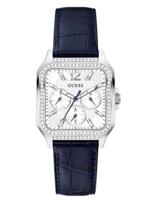 Multicolor Guess Silver-Tone Square Multifunction Women's Watches | 0539-JBPWK