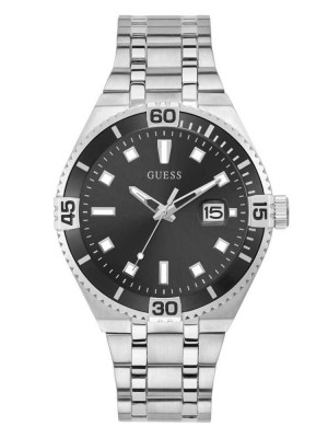 Multicolor Guess Silver-Tone and Black Analog Men's Watches | 2734-BMATX