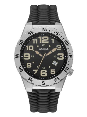 Multicolor Guess Silver-Tone and Black Multifunction Men's Watches | 5369-TNUGI