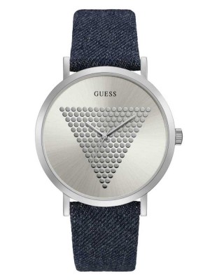 Multicolor Guess Silver-Tone and Denim Analog Men's Watches | 2436-MVAFE