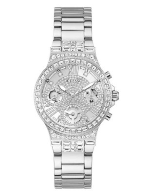 Multicolor Guess Silver-Tone and Rhinestone Multifunction Women's Watches | 5716-QZDTF