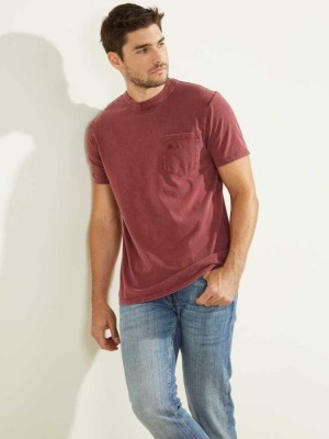 Multicolor Guess Sueded Jersey Men's T-Shirts | 2834-AHWFI