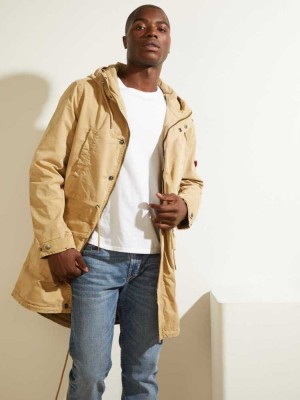 Multicolor Guess Twill Parka Men's Jackets | 7813-SJHAU