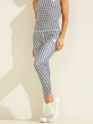 Navy Guess Caitlin Logo Print Women's Leggings | 1347-LEKGU