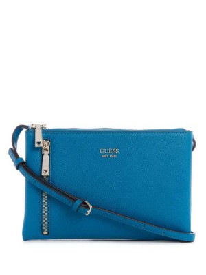 Navy Guess Naya Double-Zip Women's Crossbodies | 3260-HYCVM