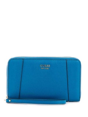 Navy Guess Naya Double Zip Wristlet Women's Wallets | 6942-QKFXR