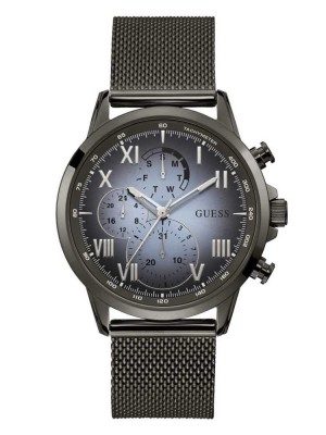 Obsidian Guess Gunmetal And Blue Mesh Multifunctional Men's Watches | 3416-WYDXE