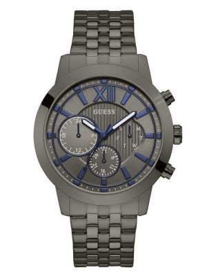 Obsidian Guess Gunmetal Multifunction Men's Watches | 7425-UJCTX