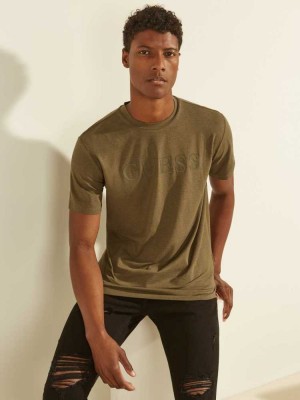 Olive Guess Eco Alphy Men's T-Shirts | 4970-NYCEV
