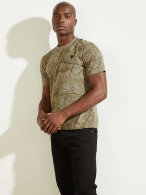 Olive Guess Jesse Men's T-Shirts | 1286-CPUDO