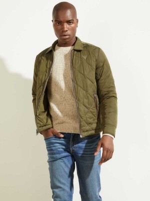 Olive Guess Nylon Coach Men's Jackets | 9248-TSRAO