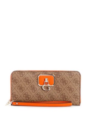 Orange Guess Alisa Zip-Around Women's Wallets | 3014-KLMUG